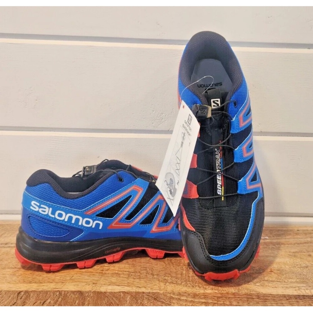Salomon SpeedTrak Trail Men's Size 9 L3906230030 Sneakers Blue/Orange/Black- New